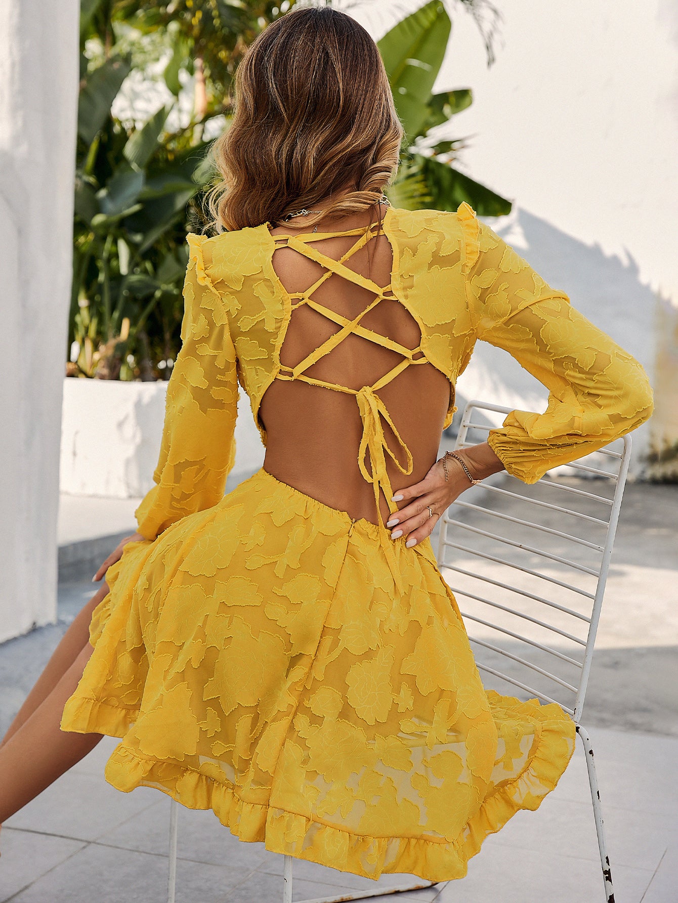 Backless Lace Up dress