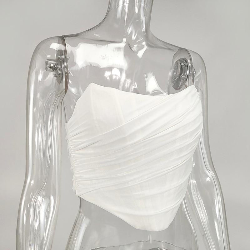See Through Mesh Sexy Crop Top Women Sleeveless Off Shoulder Corset - LivingLuxuryBoutique