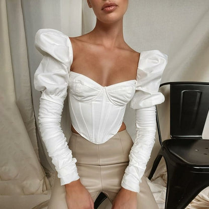 Elegant Croped Corset Top - LivingLuxuryBoutique