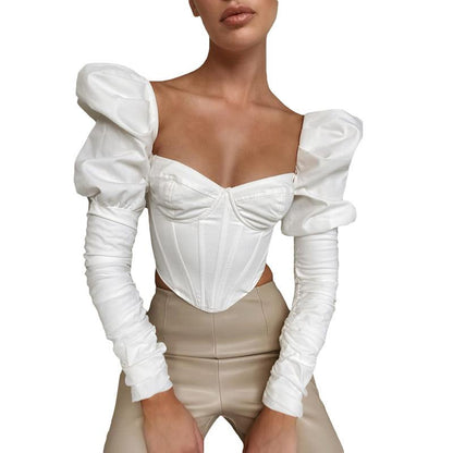 Elegant Croped Corset Top - LivingLuxuryBoutique