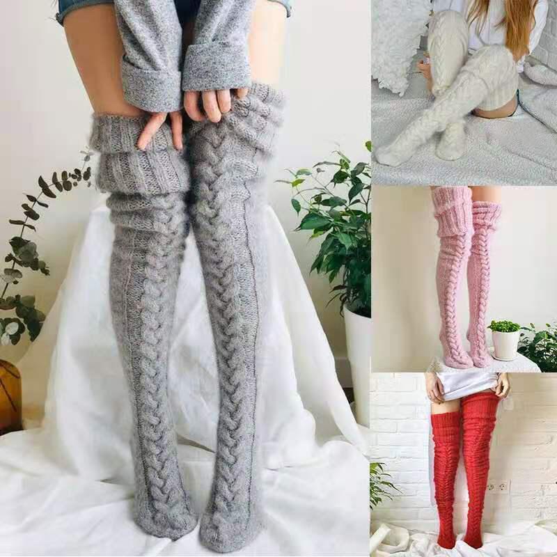 Thigh-High Warm Knitted Socks - LivingLuxuryBoutique