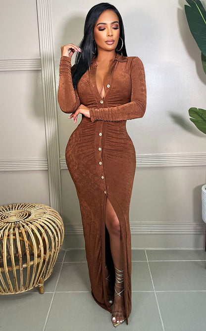 Plunge Neck Bodycon Dress - LivingLuxuryBoutique