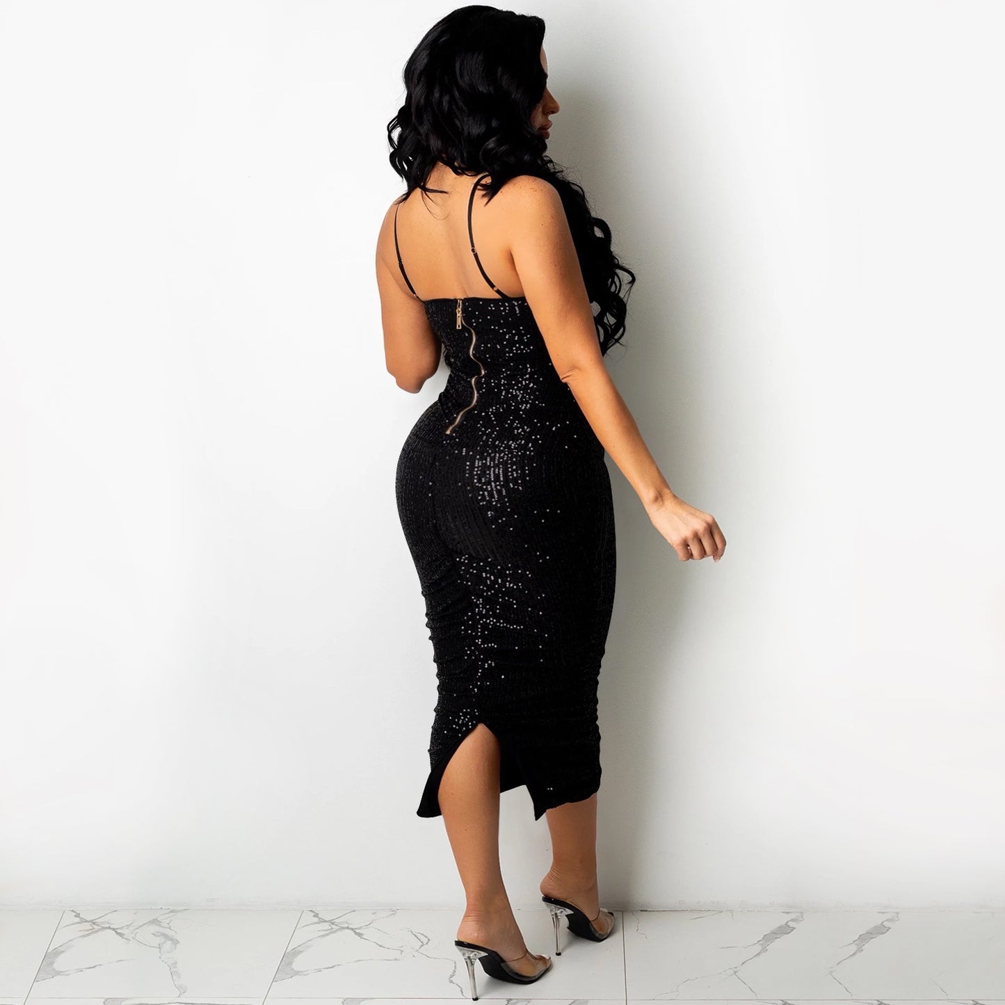 Sequin Sleeveless Split Maxi Dress