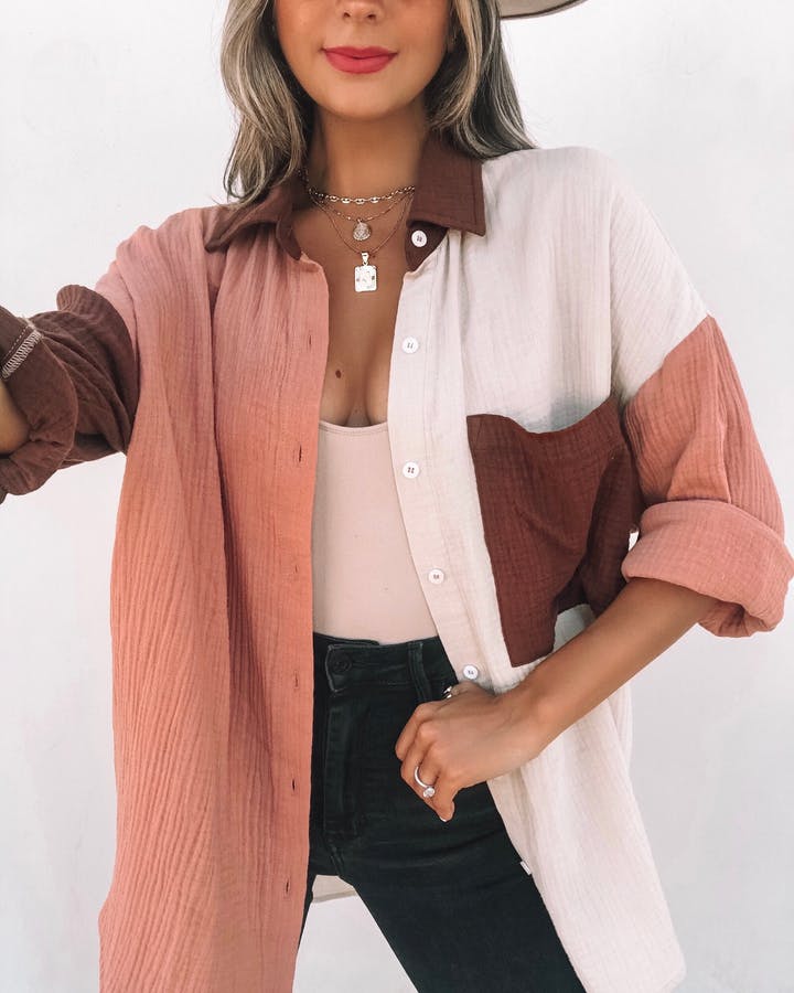 Multi-Color Mosaic Long Sleeve Cardigan Shirt