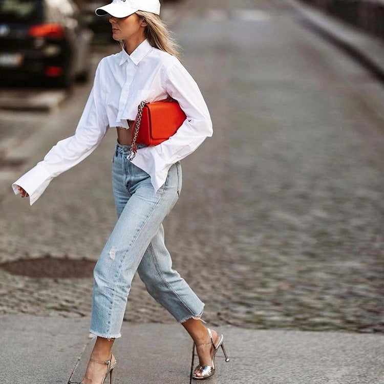 Crop Button Down Top - LivingLuxuryBoutique