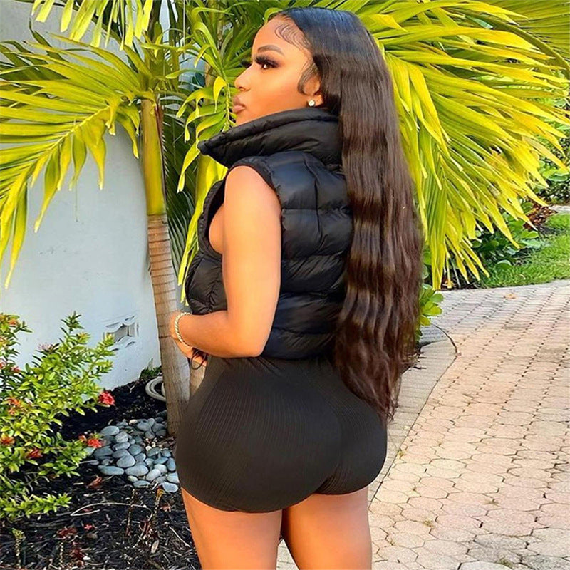 Crop Puffer Vest - LivingLuxuryBoutique