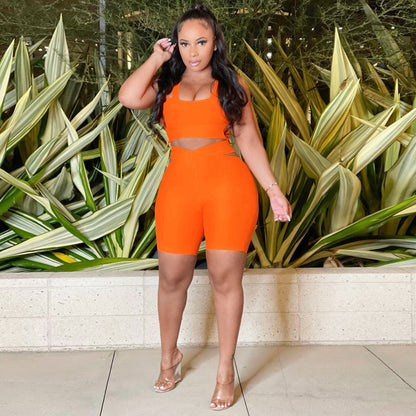 Sexy Chest Wrap Spaghetti Straps Sleeveless Shorts Two-Piece Set