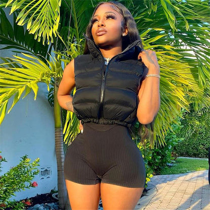 Crop Puffer Vest - LivingLuxuryBoutique