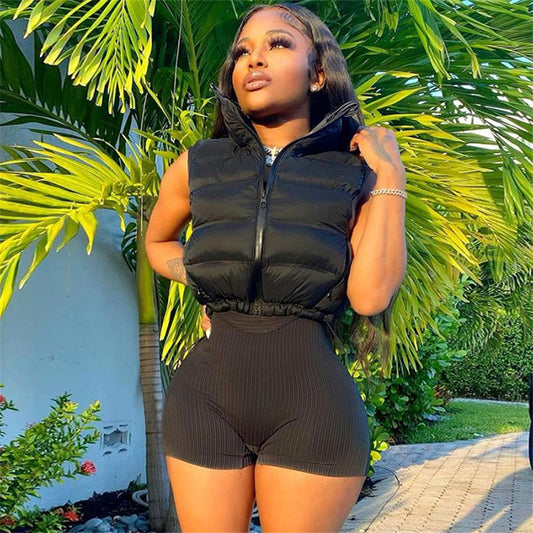 Crop Puffer Vest - LivingLuxuryBoutique