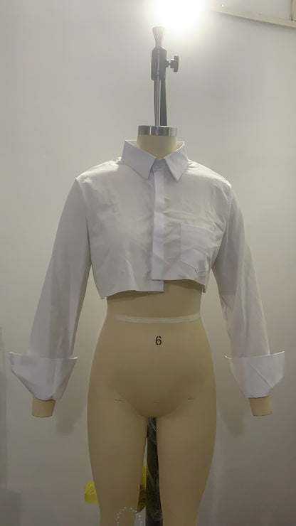 Crop Button Down Top - LivingLuxuryBoutique