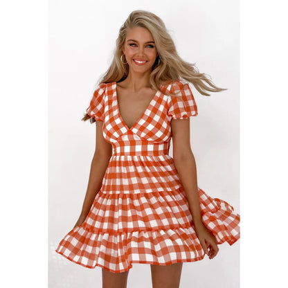 Plaid Printed Chiffon Dress