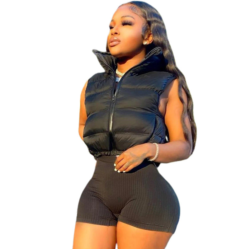 Crop Puffer Vest - LivingLuxuryBoutique