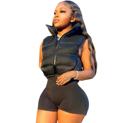 Crop Puffer Vest - LivingLuxuryBoutique