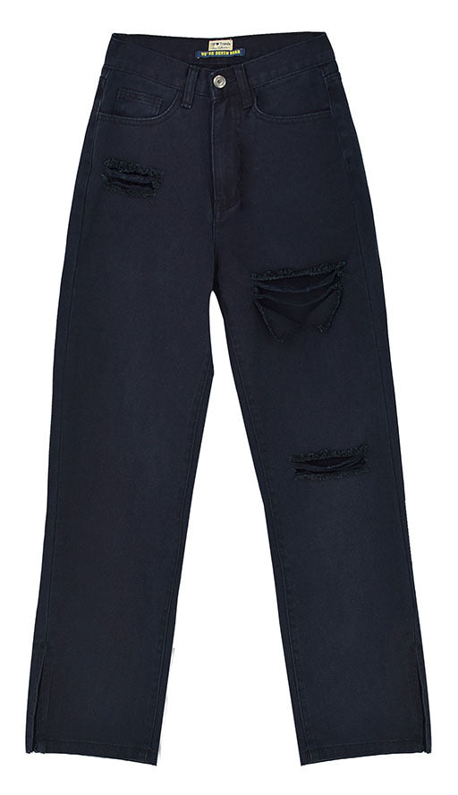 Black Denim Split pants - LivingLuxuryBoutique