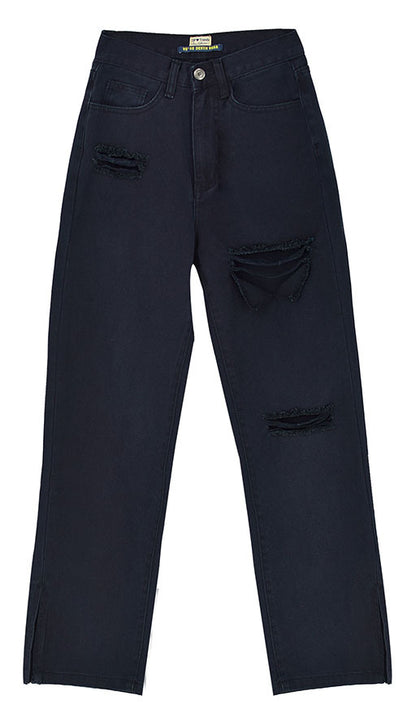 Black Denim Split pants - LivingLuxuryBoutique