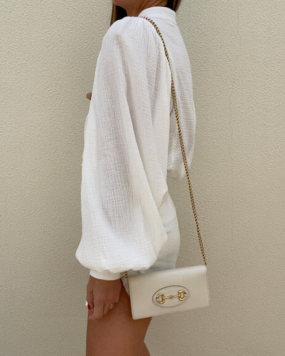 Cotton Linen Style Lantern Sleeve All-Matching Shirt