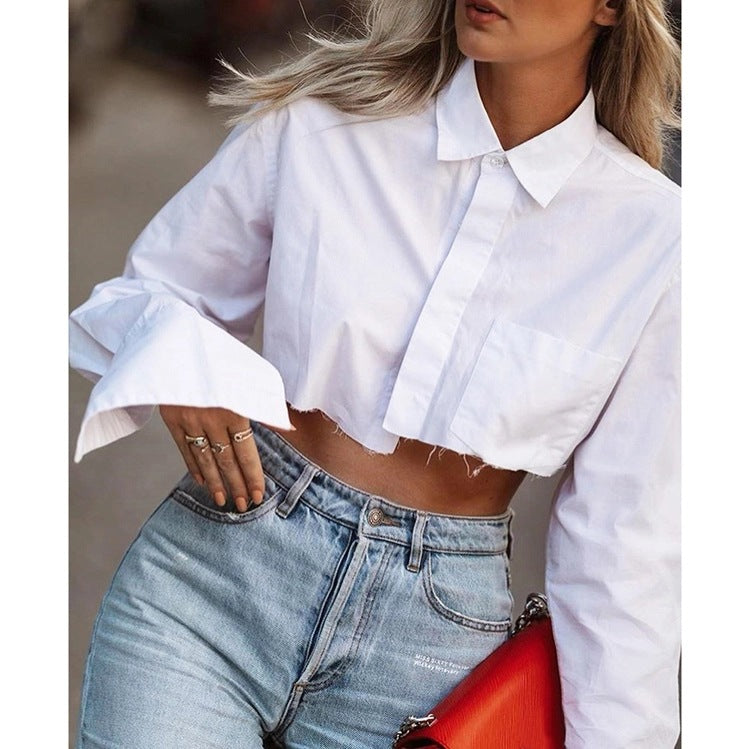 Crop Button Down Top - LivingLuxuryBoutique
