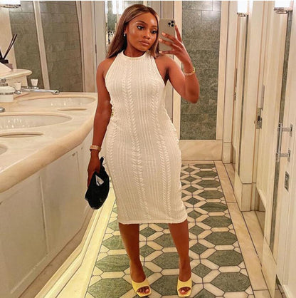 Women 2022 New Spring Fashion Casual Knitted Sleeveless round Neck Dress Female