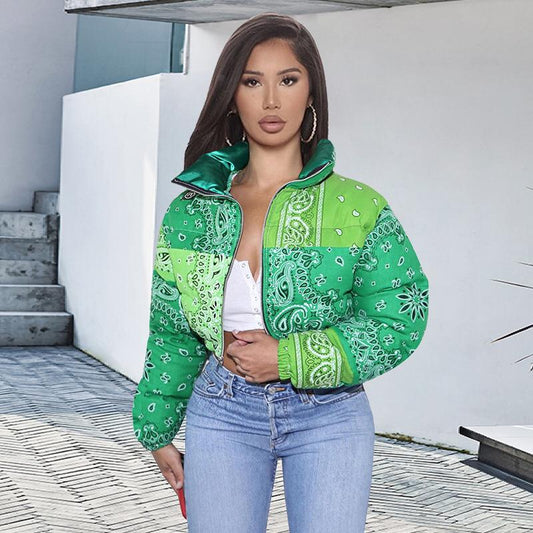 Green Bandana Puffer - LivingLuxuryBoutique